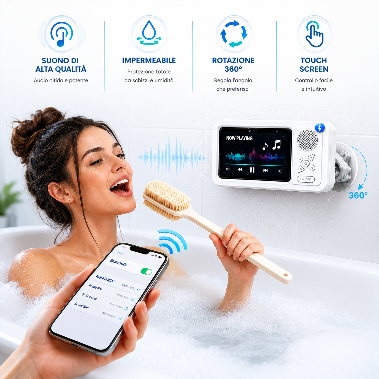 Supporto doccia 360° impermeabile